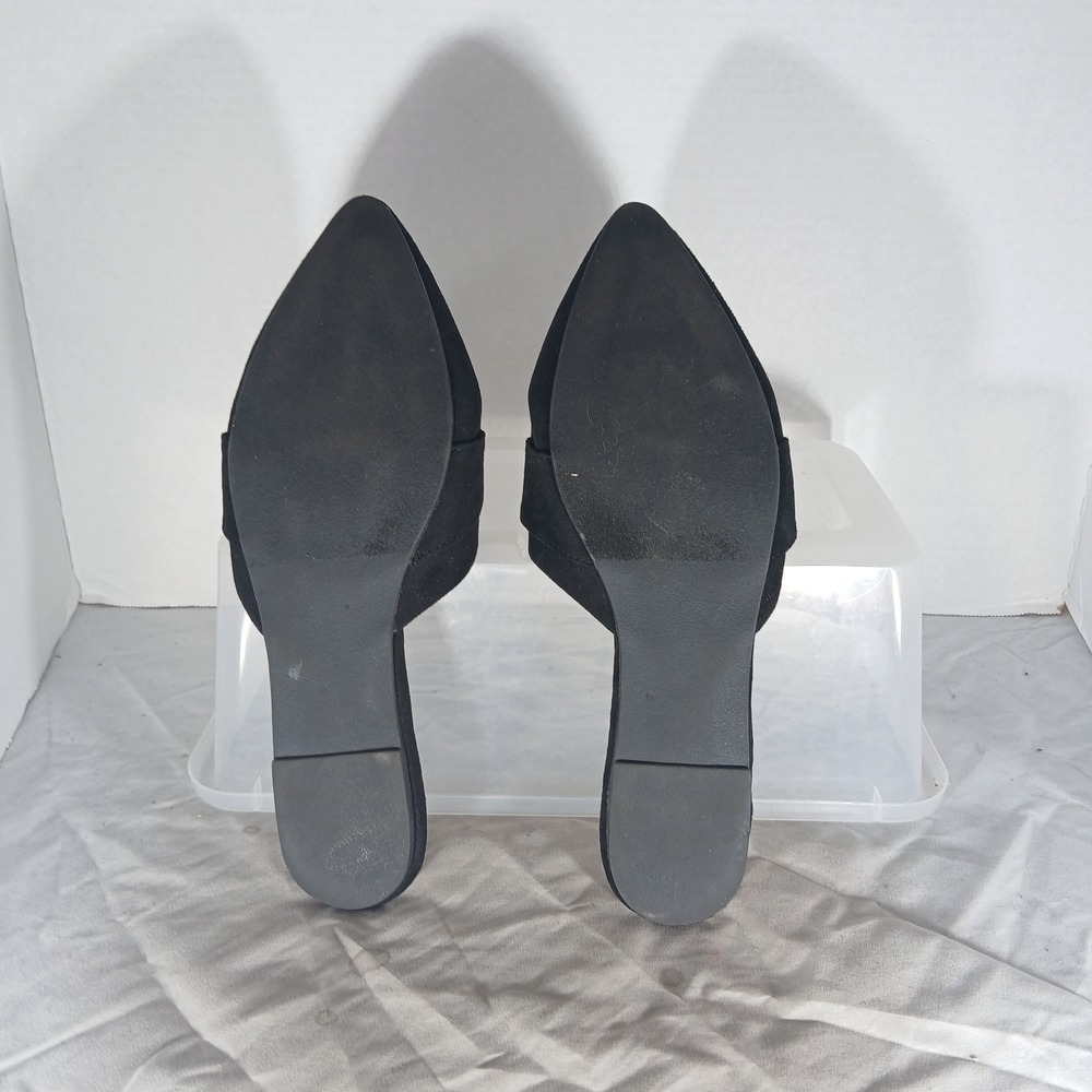 Maurices Natalie Black Fabric Pointed Toe Mule Flats Gold Ring Buckle Mens 8M - Picture 7 of 9